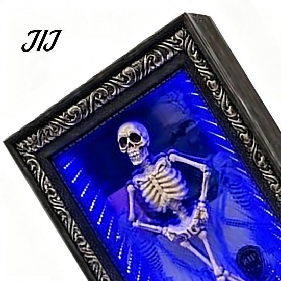 Unique Skeleton Gift LED Dancing Frame Decor, Glowing Spooky Night Light for Gothic Desk Accessory Shelf, Halloween Party Atmosphere Ornament,