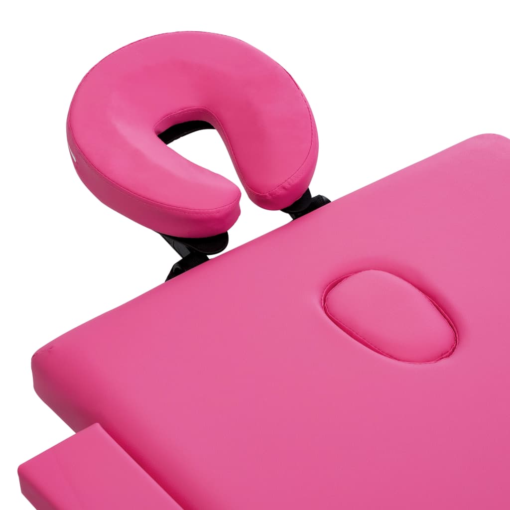 Foldable 2 Zone Massage Table with Aluminum Frame Pink