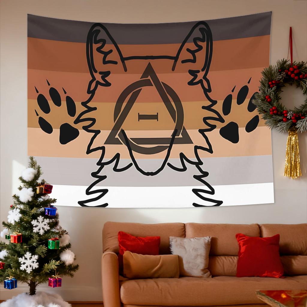 Werewolf Alcoholics Anonymous Symbol Tapestry, Brown Orange Gradient Wall Art for Bedroom Living Room Decor
