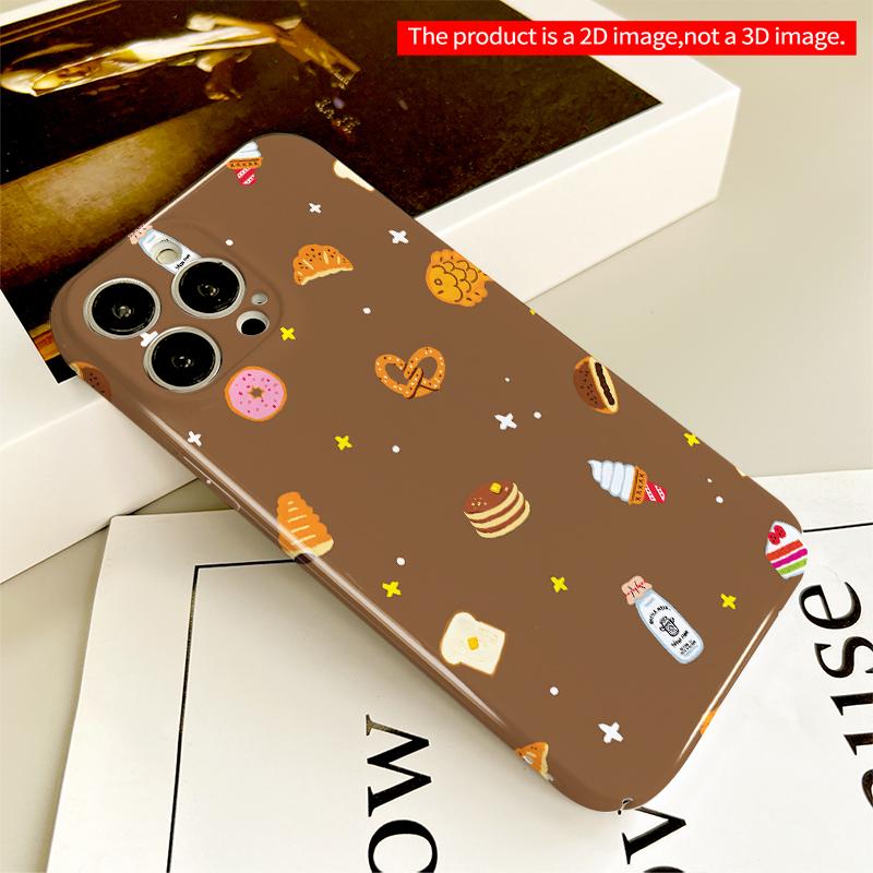 2DFlat Sweet Desserts Pattern Phone Case All inclusive film hard iPhone case, compatible with iPhone 18 Pro Max 17 16 15 14 13 12 11