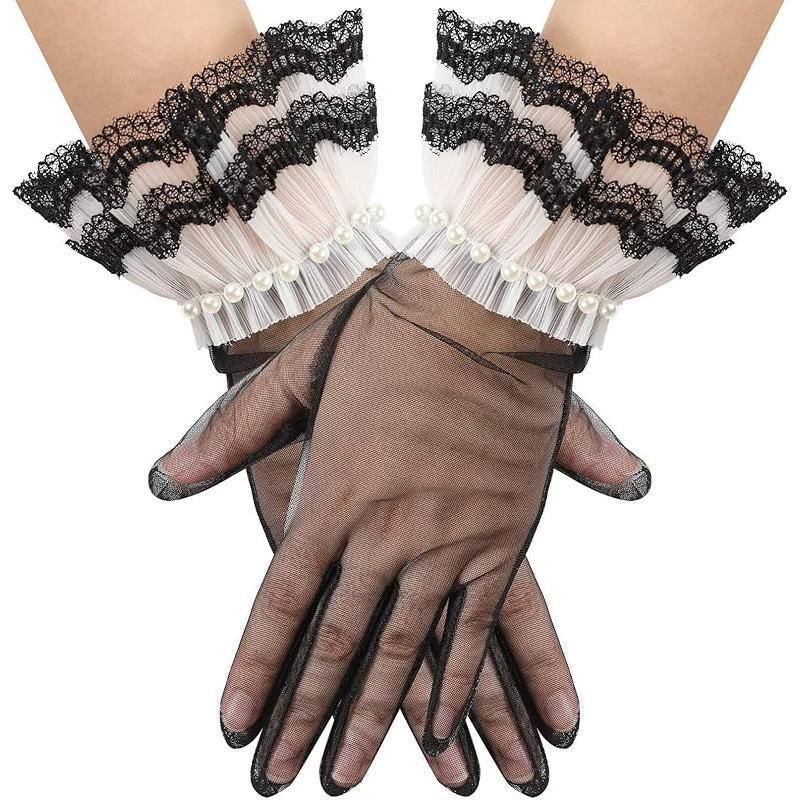 Mary Y 89538 long black lace gloves long black gloves