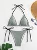 Women's European & American Push-Up Bikini Set: Sexy Drawstring Tie-Up Design