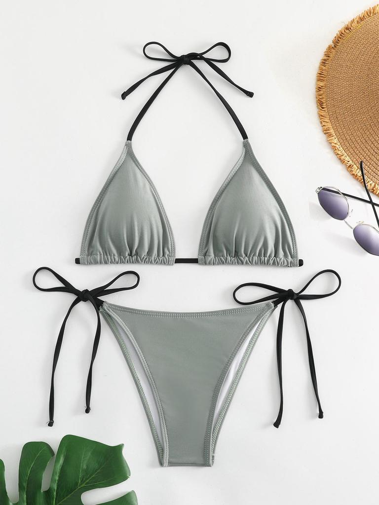 Women's European & American Push-Up Bikini Set: Sexy Drawstring Tie-Up Design