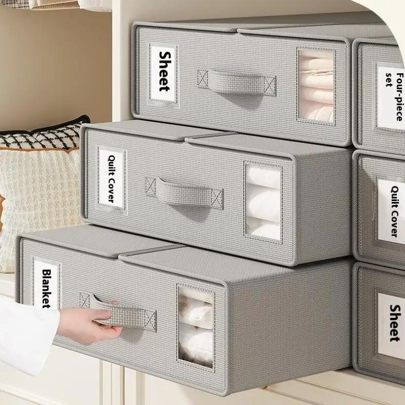 Laken Set Opbergdoos Organizer Stof Vouwen Raam Rits Deken Organizer Doos Kledingkast Bed Kleding Opberg Organizer