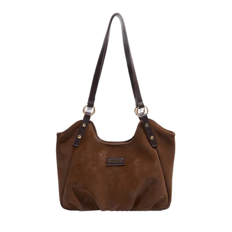 Модная плечевая сумка большой вместимости: Шикарный, Простой, Осень 2025. коричневый