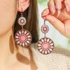 New Boho Ethnic Fashion Colorful Drop Oil Round Earrings For Women Sum Flower Enameled Distinctive Sweet Vacation Jewelry Gift