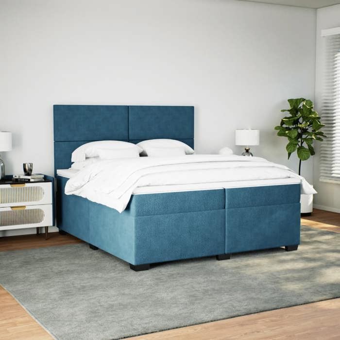 Maison Exclusive - Sommier à lattes de lit et matelas Bleu 200x200 cm velours