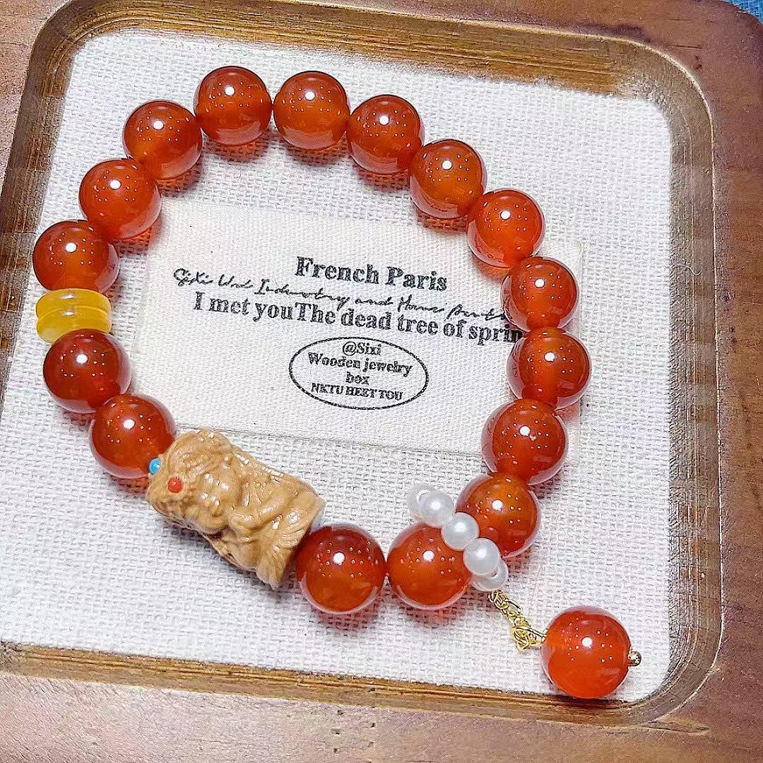 Red Agate Zhakilam Bracelet - Chinese Style Original DIY Design