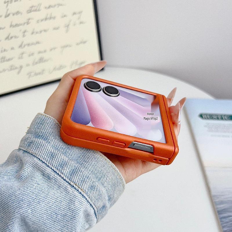 Honor Magic V Flip2 Magnetic Center Shaft Drop-Proof Case: Foldable Solid Color PC Hard Cover