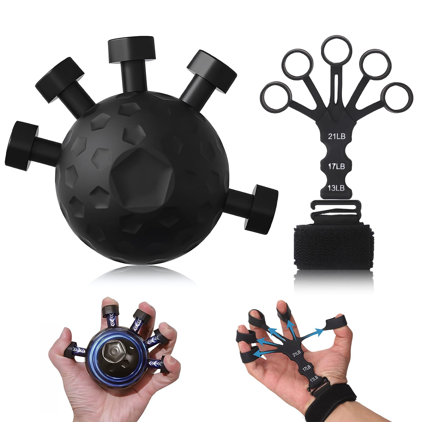 Finger Grip Strengthening Finger Power Grip Strength Training Upgraded Hand Grip Strengthening Finger Grip Hand Grip Grip Strength Finger Stress чёрный