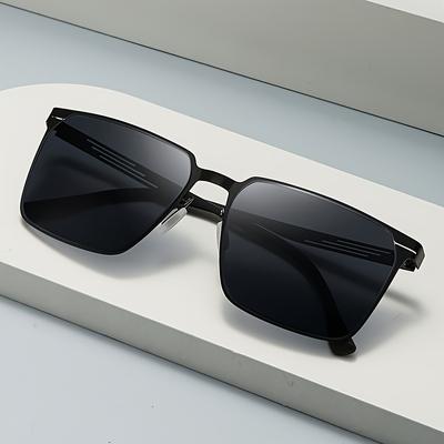 Men's Sunglasses, Fashionable Metal Square Sunglasses for Fishing While Driving