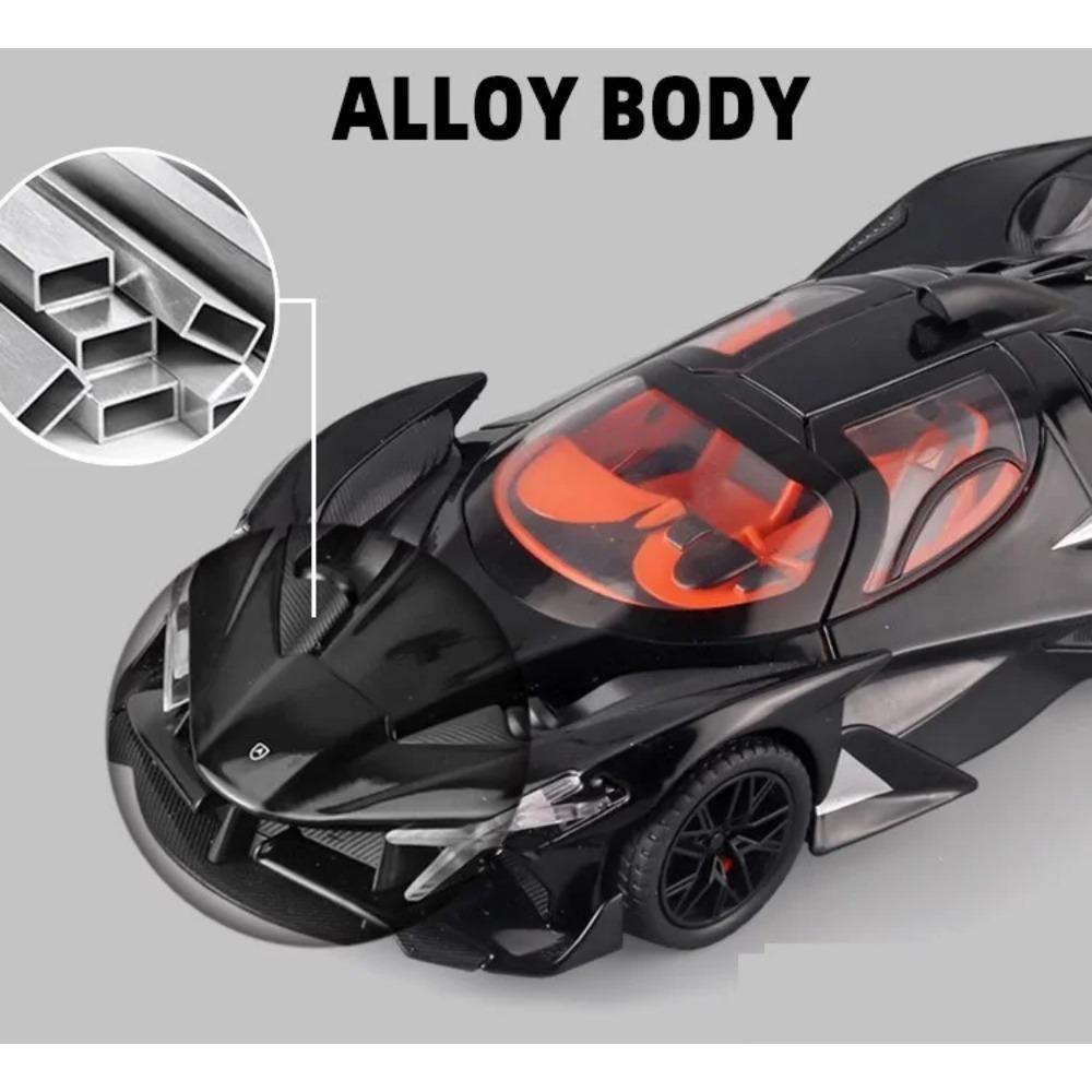 1/24 Scale Apollo Project EVO Super Car Diecast Alloy Vehicle Model Sound & Light Collection Ornaments Toys for Boys Gifts with Kids