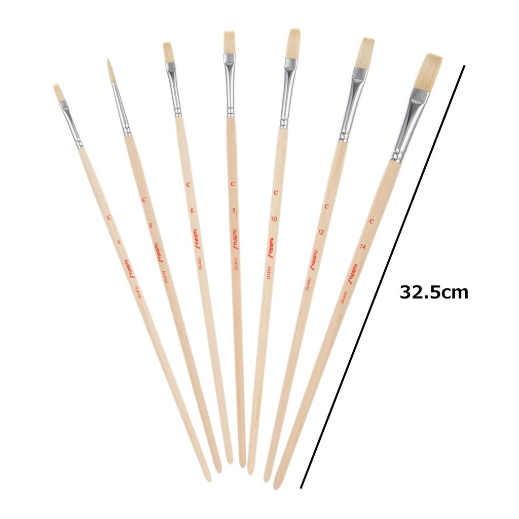 Namurataiseidou Oil Painting Brushes, C-Mark Flat, Set of 7