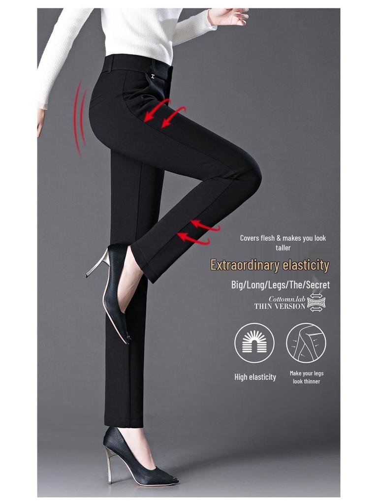 Fleeceforede vinterbukser med rette ben og elastikk for kvinner - Varme, løse, allsidige