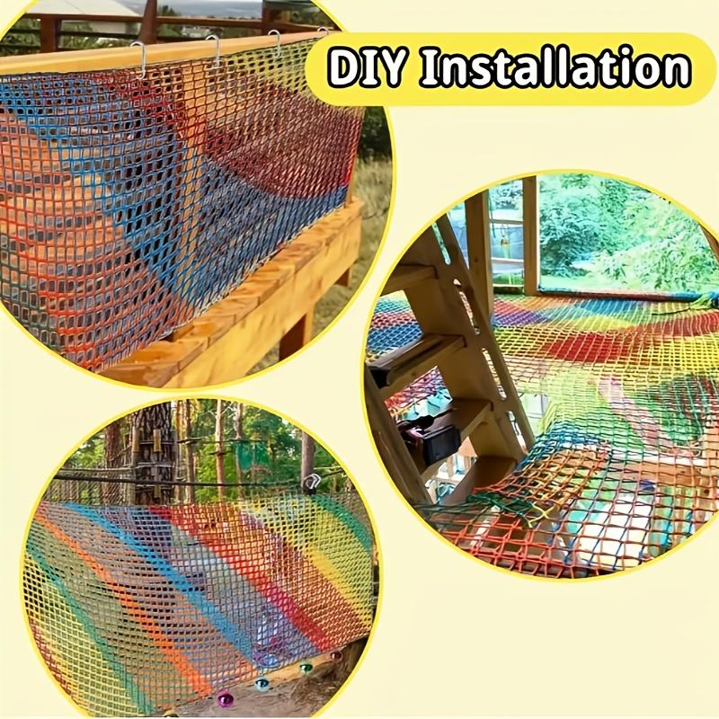 Climbing Net Double Layers Playground Safety Net For Kids Multicolored Climbing Cargo Net For Tree House Obstacle Training Yard Set