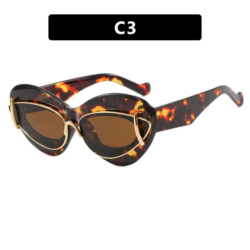 Солнцезащитные очки Cat S Eye Double Frame Женские солнцезащитные очки Модные индивидуальные преувеличенные солнцезащитные очки