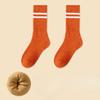 Women's Autumn and Winter New Velvet and Thick Warm Striped Moon Tube Wool Socks