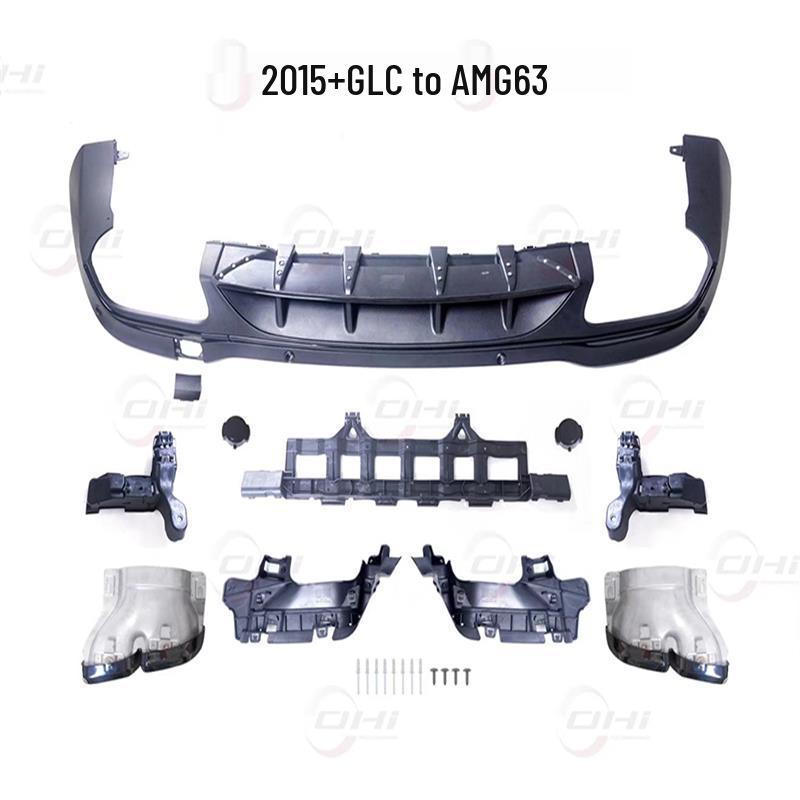 Compatible Rear Lip Tailpipe Dual Exhaust for 15-22 Mercedes-Benz GLC AMG GLC43/63