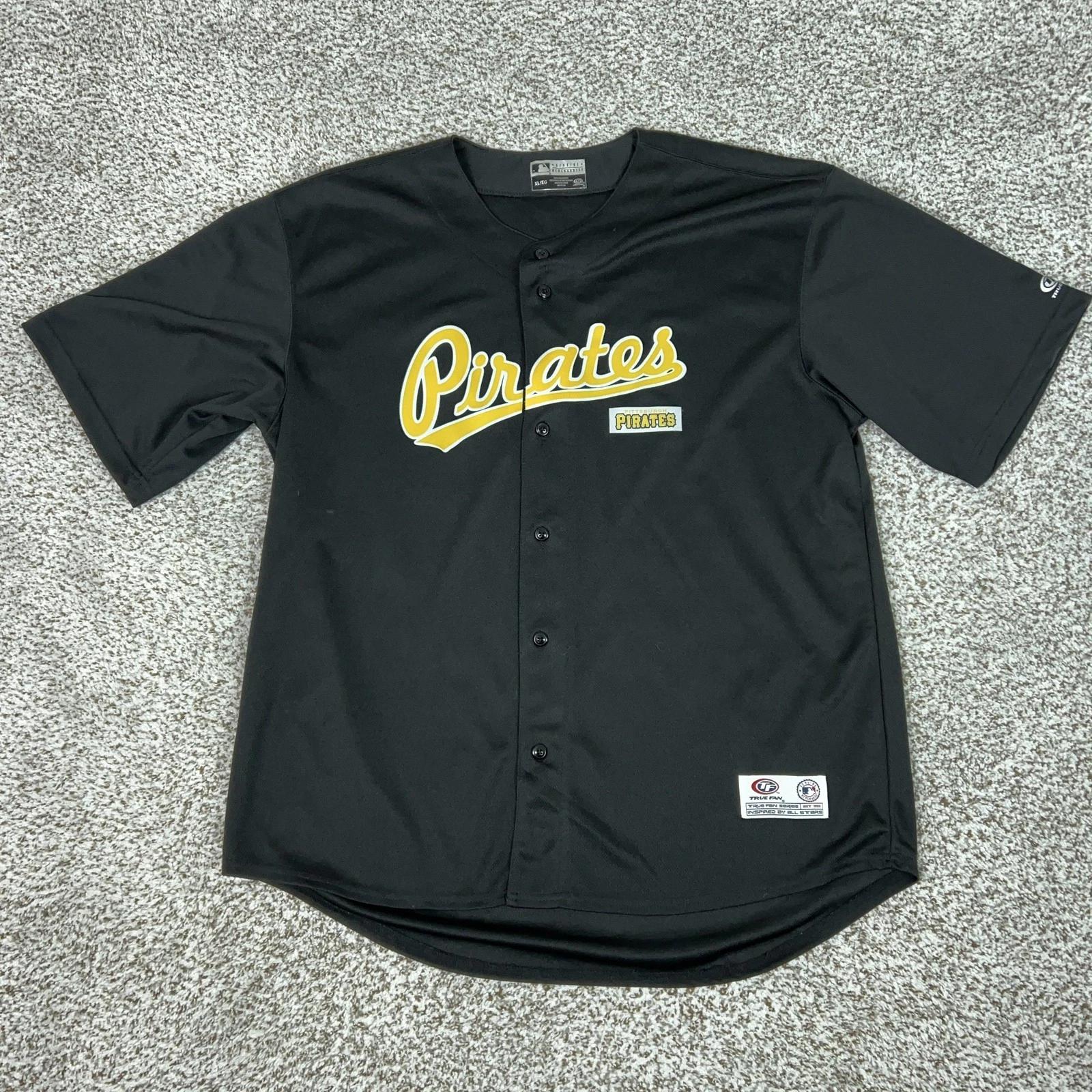 Pittsburgh Pirates Baseball Jersey Mens XL Black MLB Baseball Button Up Shirt 3XL