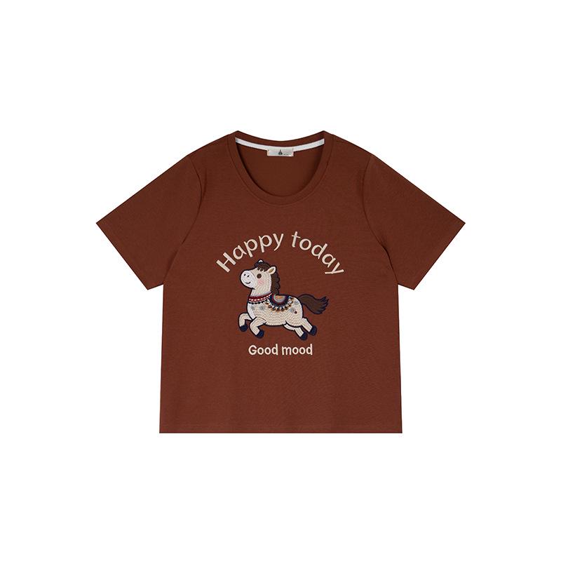 

Shuangtian Spring 2026 Plus Size Women s Cartoon Pony T-Shirt 4XL