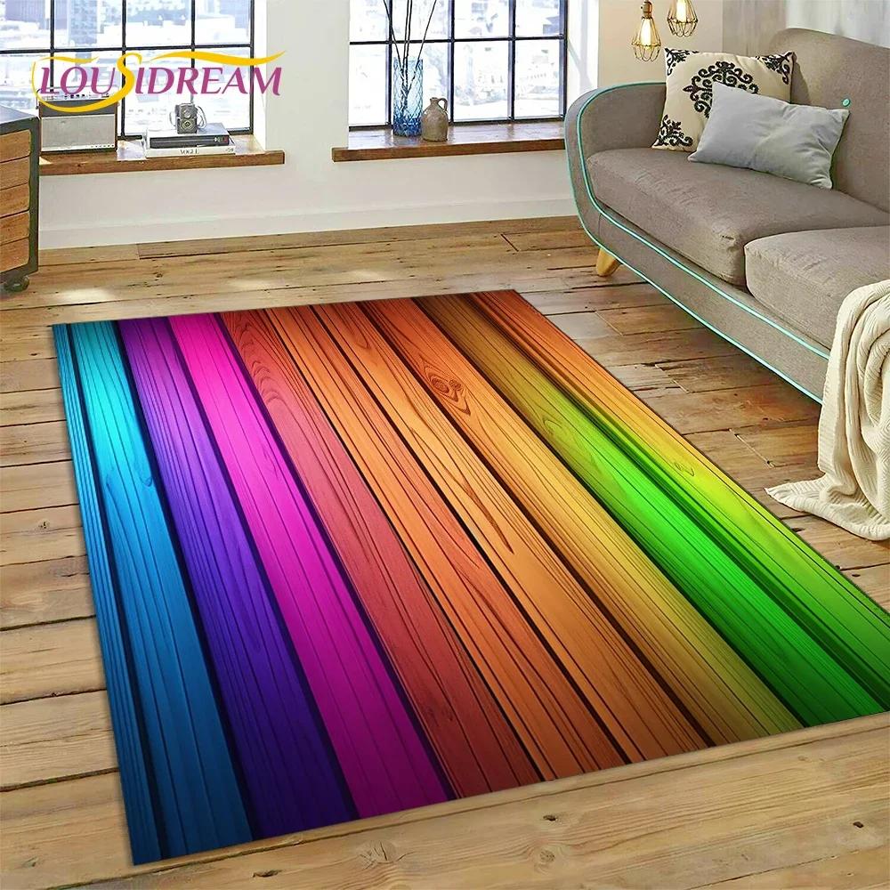 Colorful Wood Grain Timber Customized Carpet Rug for Bedroom Living Room Home Sofa Decoration,Child Game Large Decor Floor Mat