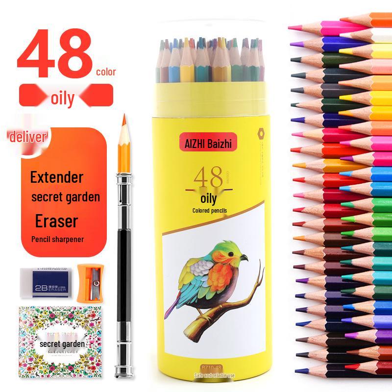 Sześciokątne Kredki Kolorowe Rozpuszczalne w Wodzie na Bazie Oleju - 12, 24, 36, 48, 72 Kolory - Zestaw do Rysowania dla Studenta