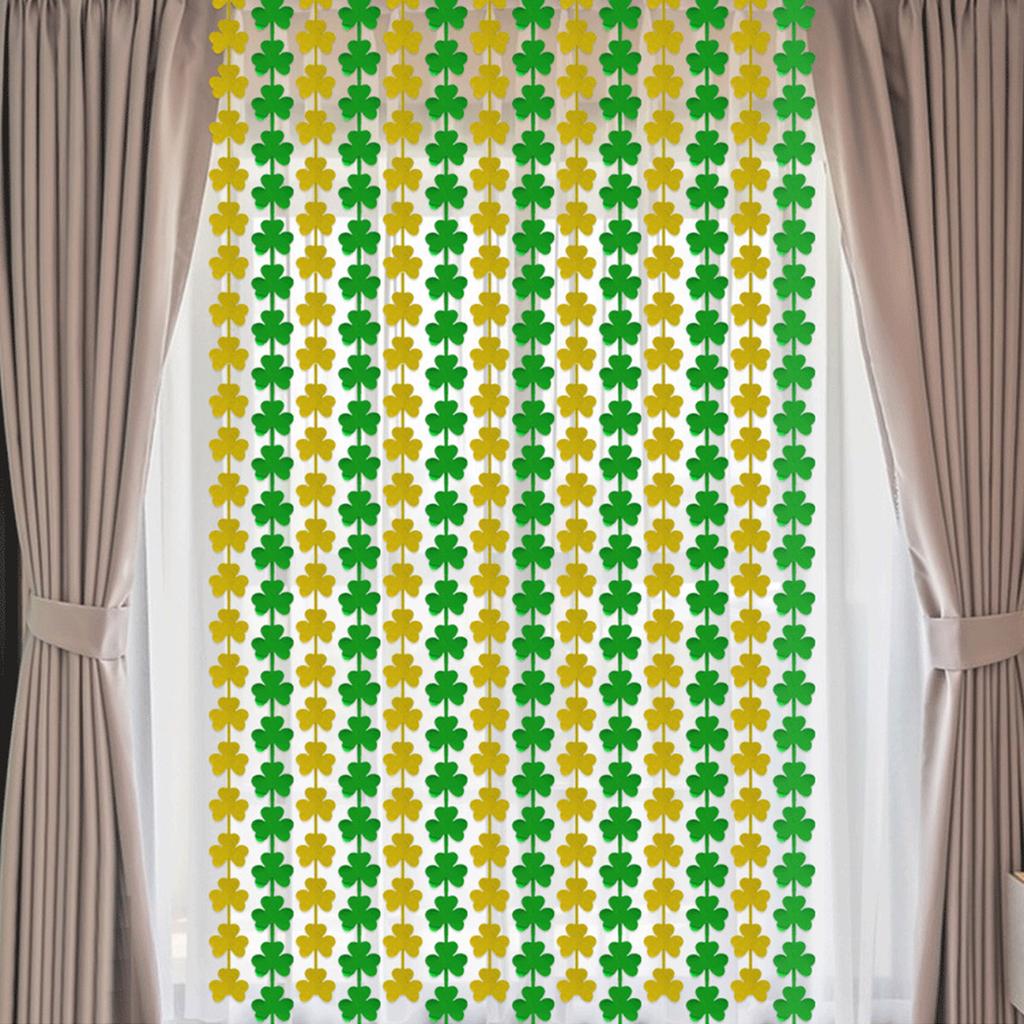 Bright Shamrock Tinsel Curtain for Patrick's Celebration Handmade Irish Festival Ornament Party Decoration Supplies
