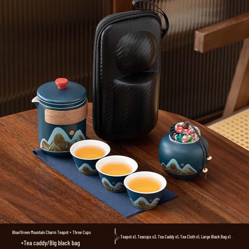 Portable Ceramic Kung Fu Tea Set - Travel Quick Cup for Office or Outdoor Use, Ideal Business Gift