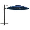 3x3 M Azur Blue 4 Layer Sun Umbrella with Aluminum Pole