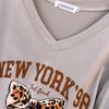 Plus Size V-Neck Slimming Short-Sleeve Mid-Length Women's T-Shirt (200/300/350 Jin)