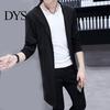 Men Cloak Trench Windbreaker Large Neckline Solid Color Cardigan Slim Mid-length Draping Overcoat Outwear Streetwear