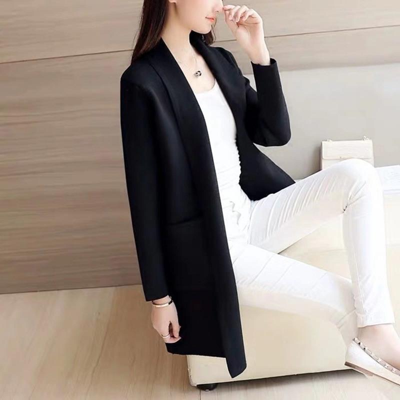 Dámský svetr Cardigan Volný Elegantní Pletený Dlouhý rukáv Pevný Ležérní Svetr