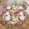 Round Fitted Watercolor Style Birds And Flowers Fashion Trend Table Cloth Tablecloth 70 Inches Table Cover for Kitchen Dinning