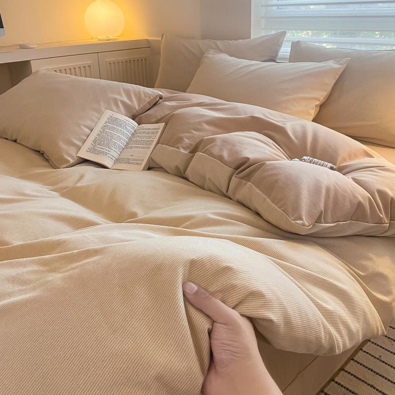 Colorful Striped Cotton Duvet Cover Boys Girls Bedroom Gray Thick Reversible Comforter Cover Single Queen Bedding No Pillowcase