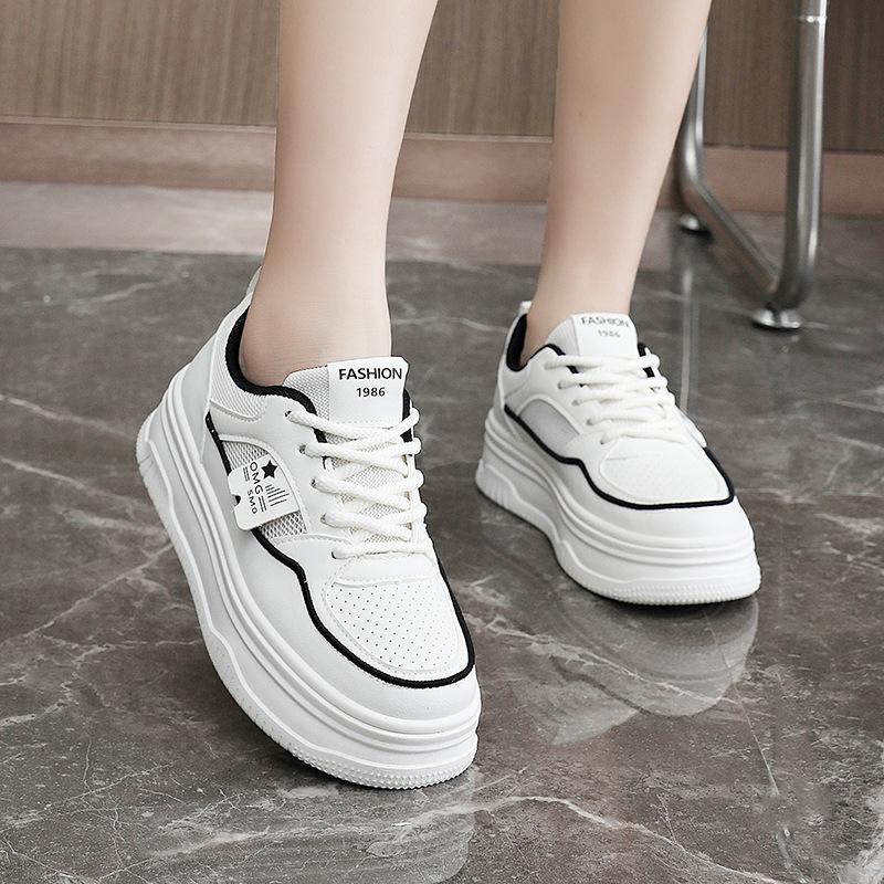 F161 Nya Mesh Yta Vita Skor Dam Sommar Plattform Mesh Skor Höjdökande Andningsbara Slitstarka Damskor Casual Sport