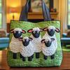 Quilted Tote Bag Cute Sheep Pattern Tote Women Retro Purse Machine Washable Handbag for Daily Errands Commuting Grocery Shopping