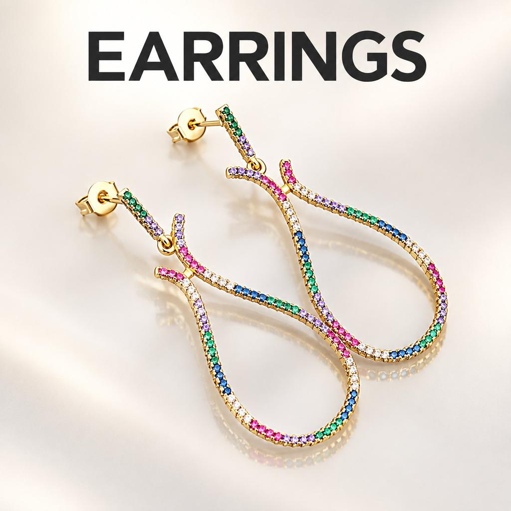 WNFU Women's Earrings, Gold Zircon, Copper