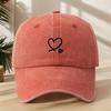 Classic Washed Vintage Baseball Cap with Heart Print Soft And Breathable Perfect for Street HipHop Style And Outdoor Casual S