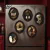 Gothic Refrigerator Magnets Halloween Wooden Magnet, Vintage Fridge Magnets, Oval Frame Decorative Unique Home Ornaments Skeleton/Black Cat/Ghost