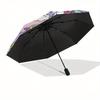 Hello Kitty,Rainbow Automatic Folding Umbrella-Simple 8-Rib Design, Bright Cartoon Pattern, Durable Iron Frame, Suitable For Travel, Outdoor