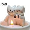Cartoon Cat Candle Holder Living Room Kitchen Bathroom Resin Warming Paws Kitten Candlestick Desktop Decoration Christmas Birthday Gift