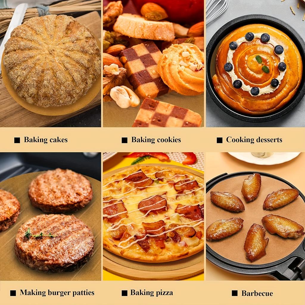 50/100PCS Non-Stick Round Baking Papers for Baking, Grilling, Steaming, Air Fryer, Microwave Baking Tools Kitchen Accessories