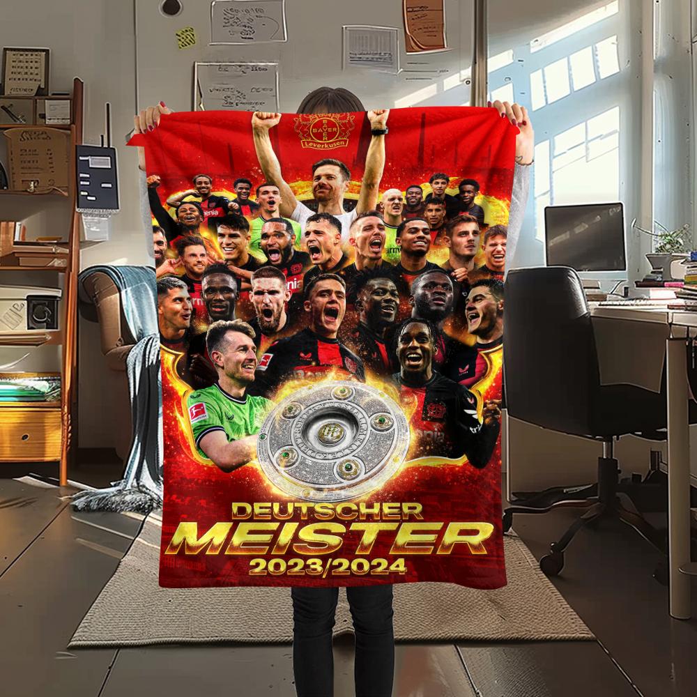 1pz Coperta in Flanella con Stampa Bayer 04 Leverkusen, Alta qualità Confortevole per Tutte le Stagioni, Decorazione per la Casa, Calore e Comfort, Perfetta per Regali di Natale11
