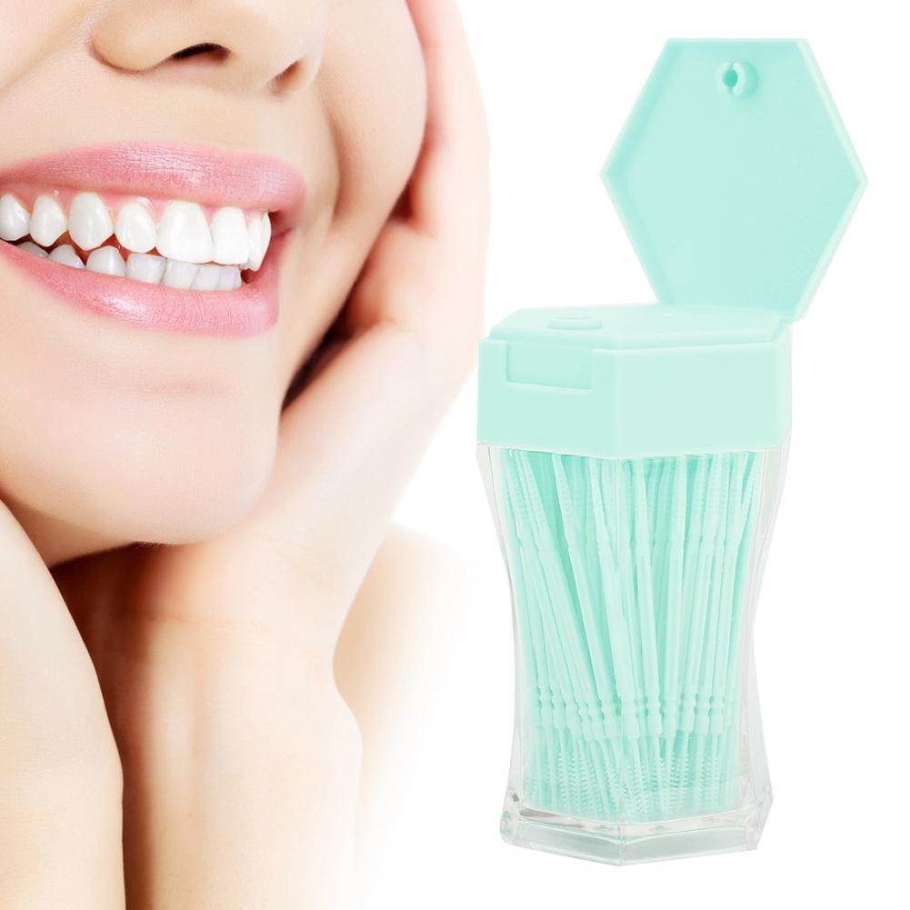 200 ks Oboustranné párátko Domácí čištění Odstranění zubního kamene Párátko (Zelená)