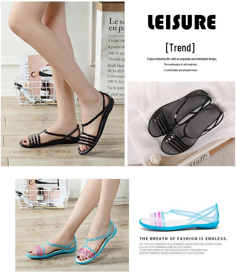 Barevné protiskluzové želé sandály: Dámské plážové boty s měkkou podrážkou