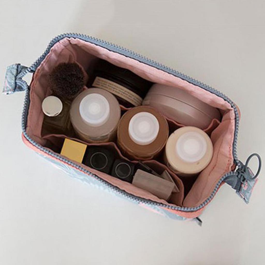 Fashion Flamingo Flower Print Makeup Brushes Holder Bag Pouch Portable Gift Large-capacity for Outing and Travel Wash Bag