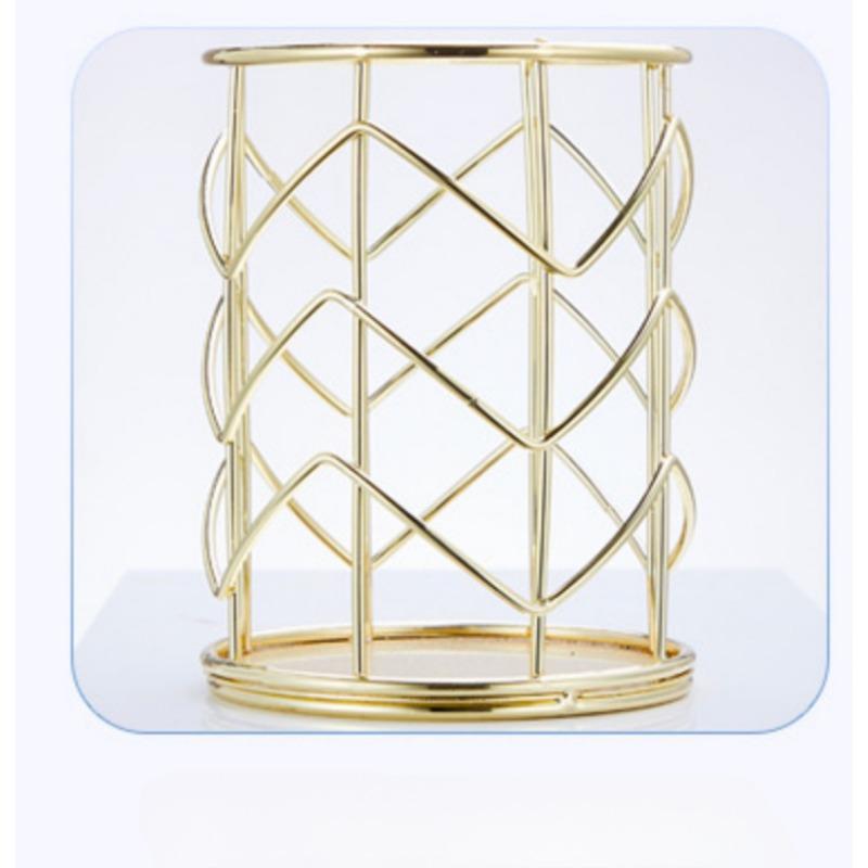 1PC Desktop Pen Holder Office School Storage Case Metal Gold Rose Gold Box Desk Pen Pencil Organizer Home Storage