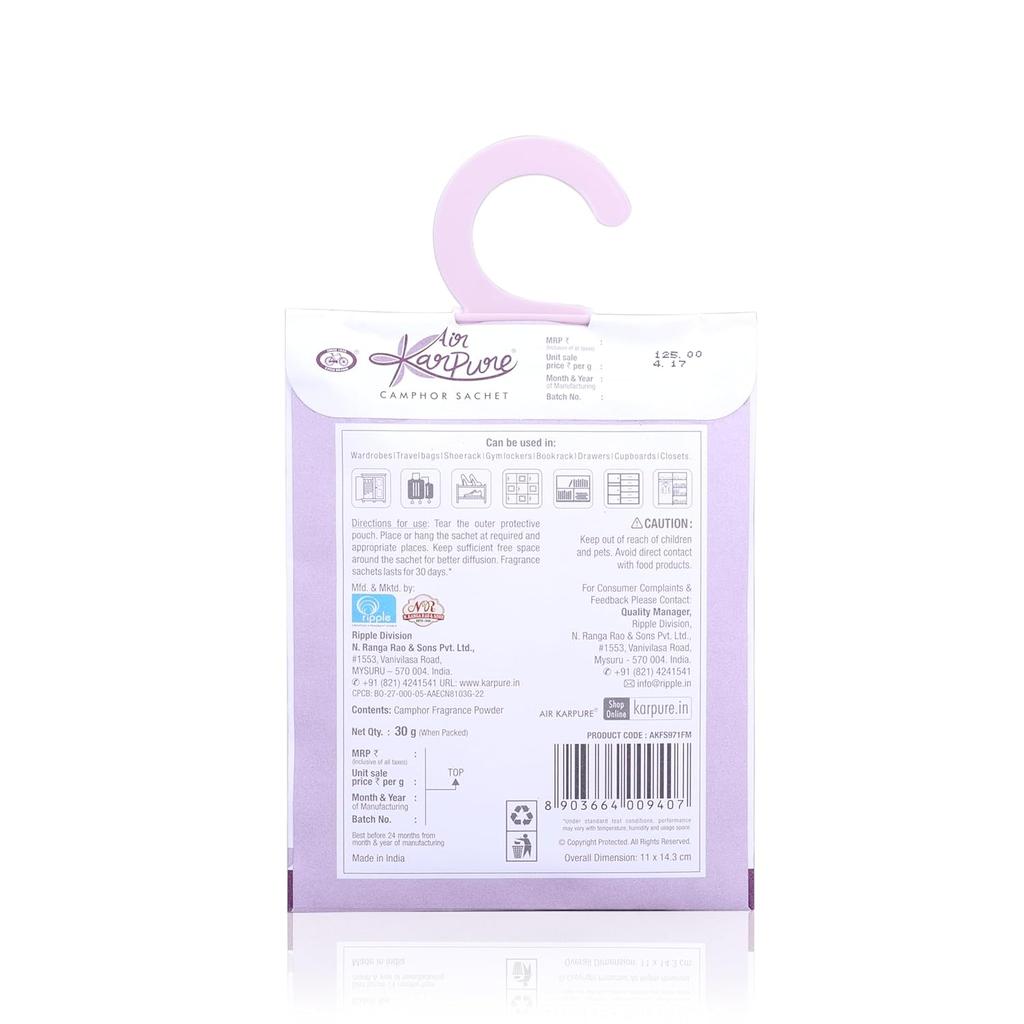 Cycle Pure Karpure Camphor Sachet Pack of 3 Air Freshener for Home Wardrobe Office Car 30 Days