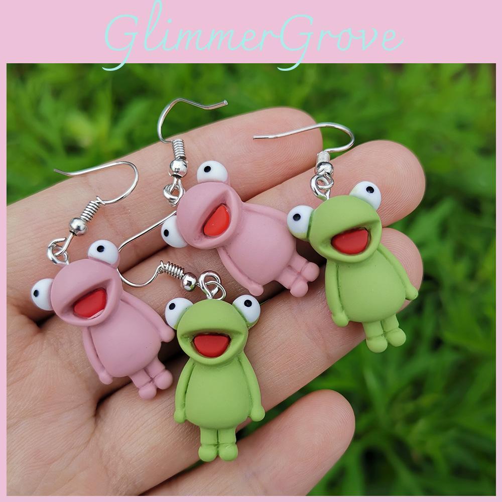 Cute And Creative Frog Earrings Trendy Animal Design For Women Summer 2021 Green Pink