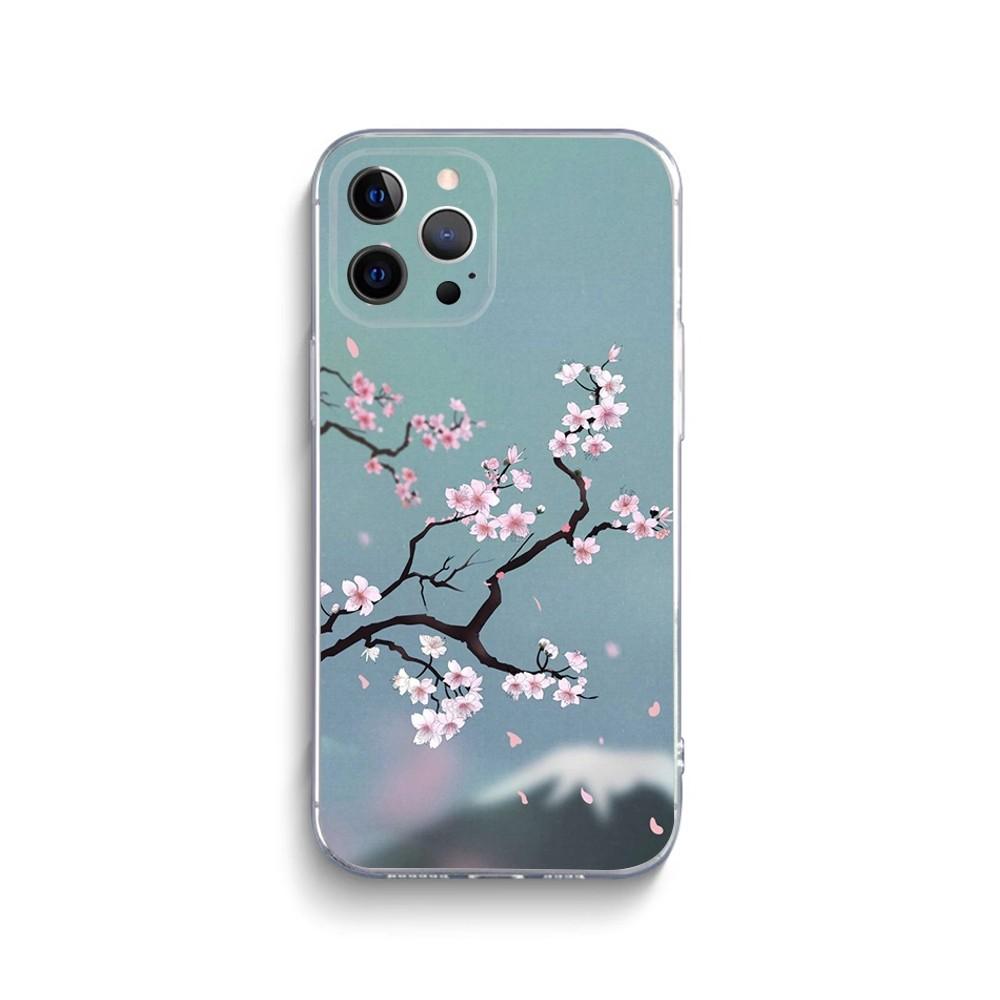 Pink Sakura Phone Case For iPhone 15 14 13 12 11 Pro Max Xs Xr X 7 8 Plus 12 13 Mini Silicone Clear Cover